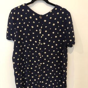 Madewell Navy Floral Button-Front Midi Dress